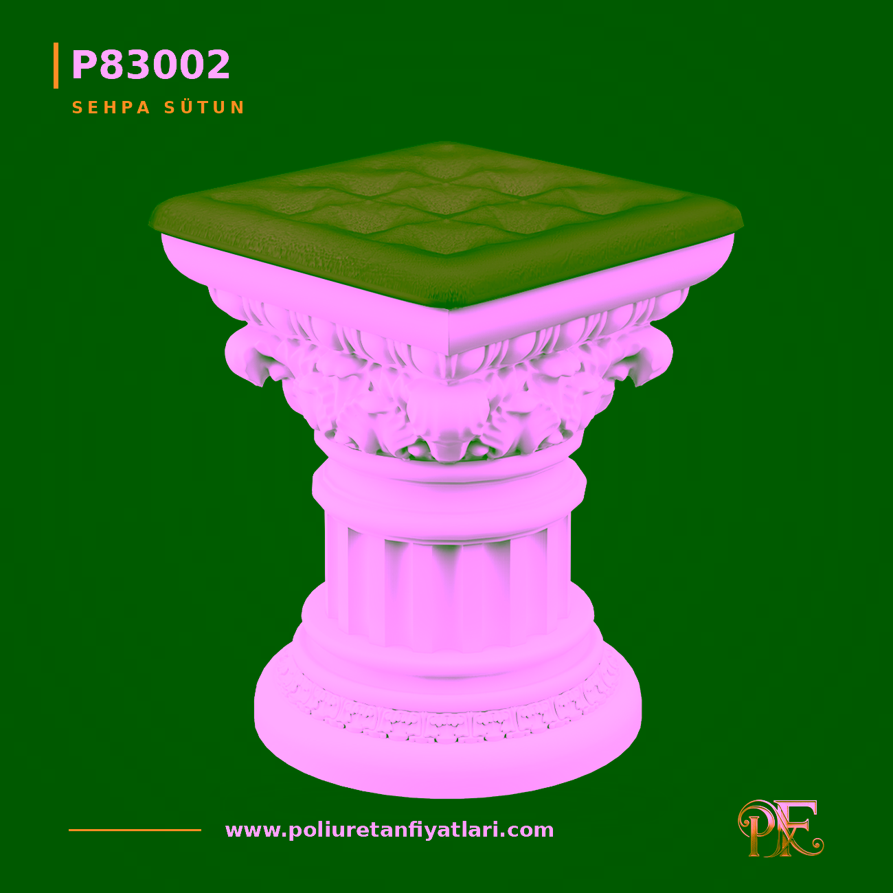Poliüretan Sehpa Sütun Ayağı 400x400x524 mm Çiçekli Kaide