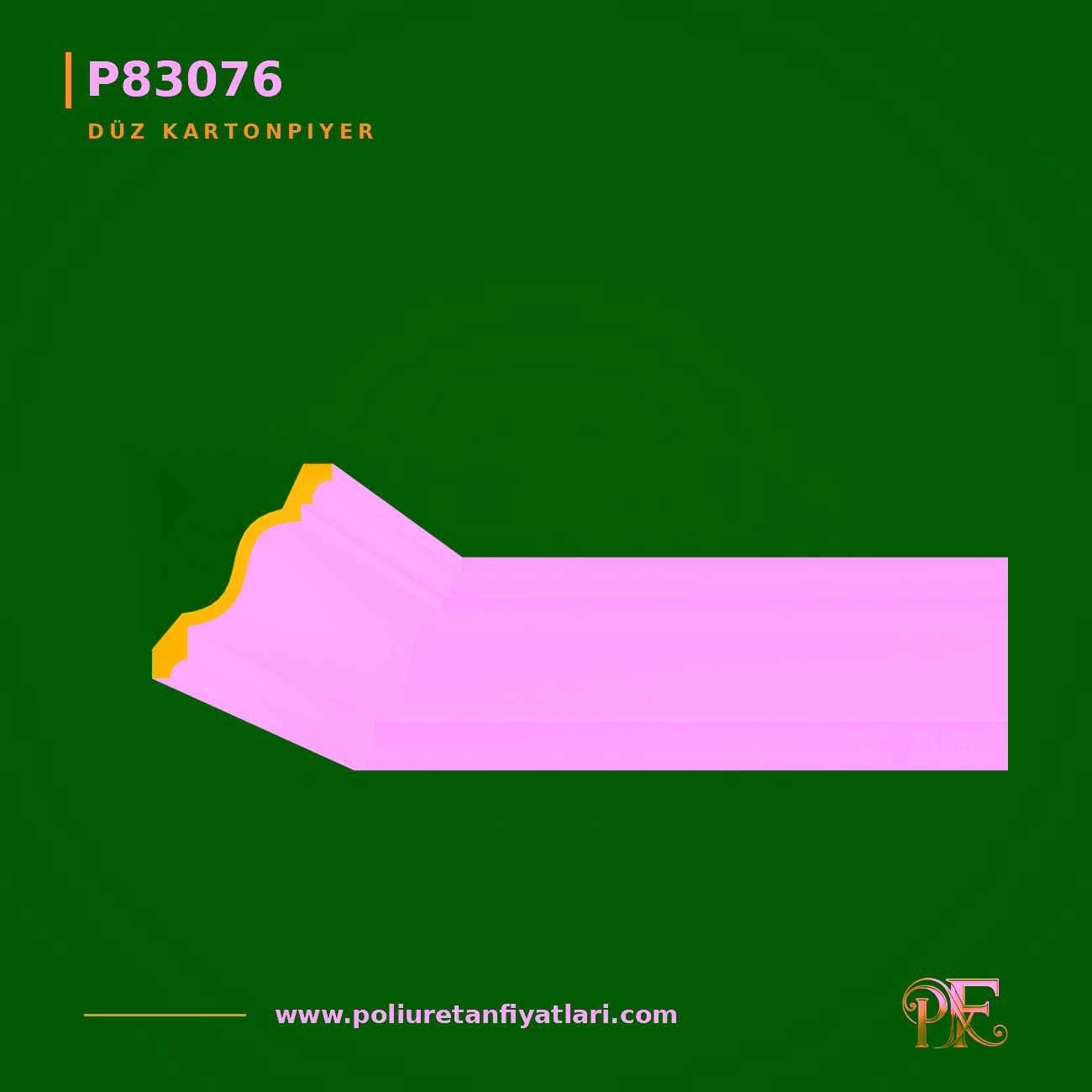 Poliüretan 105x125 mm Düz Kartonpiyer Tavan Profili