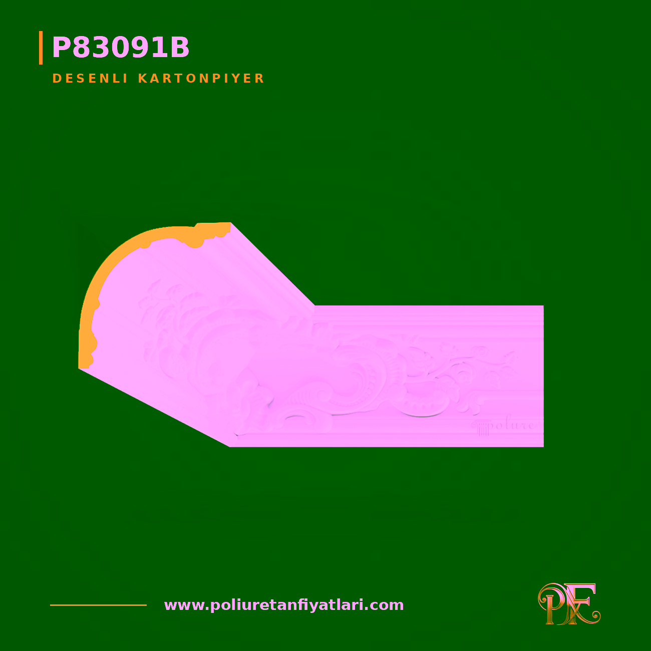 Desenli Poliüretan Kartonpiyer 175x175 mm Tavan Profili
