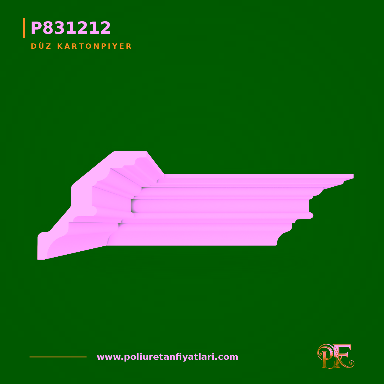 Poliüretan Düz Kartonpiyer Tavan Profili 127x127 mm