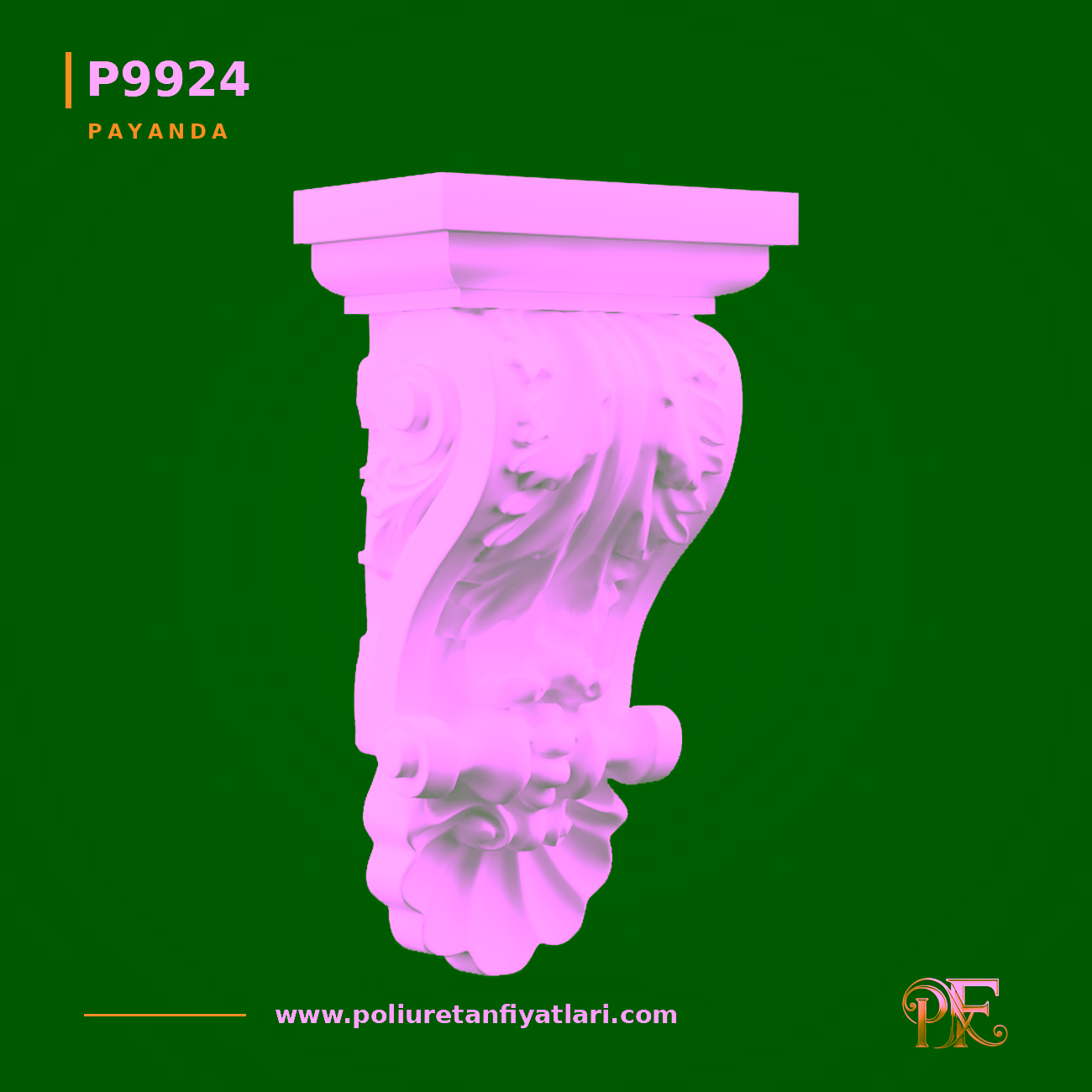 Poliüretan Akant Yapraklı 151x210x390 mm Dekoratif Payanda