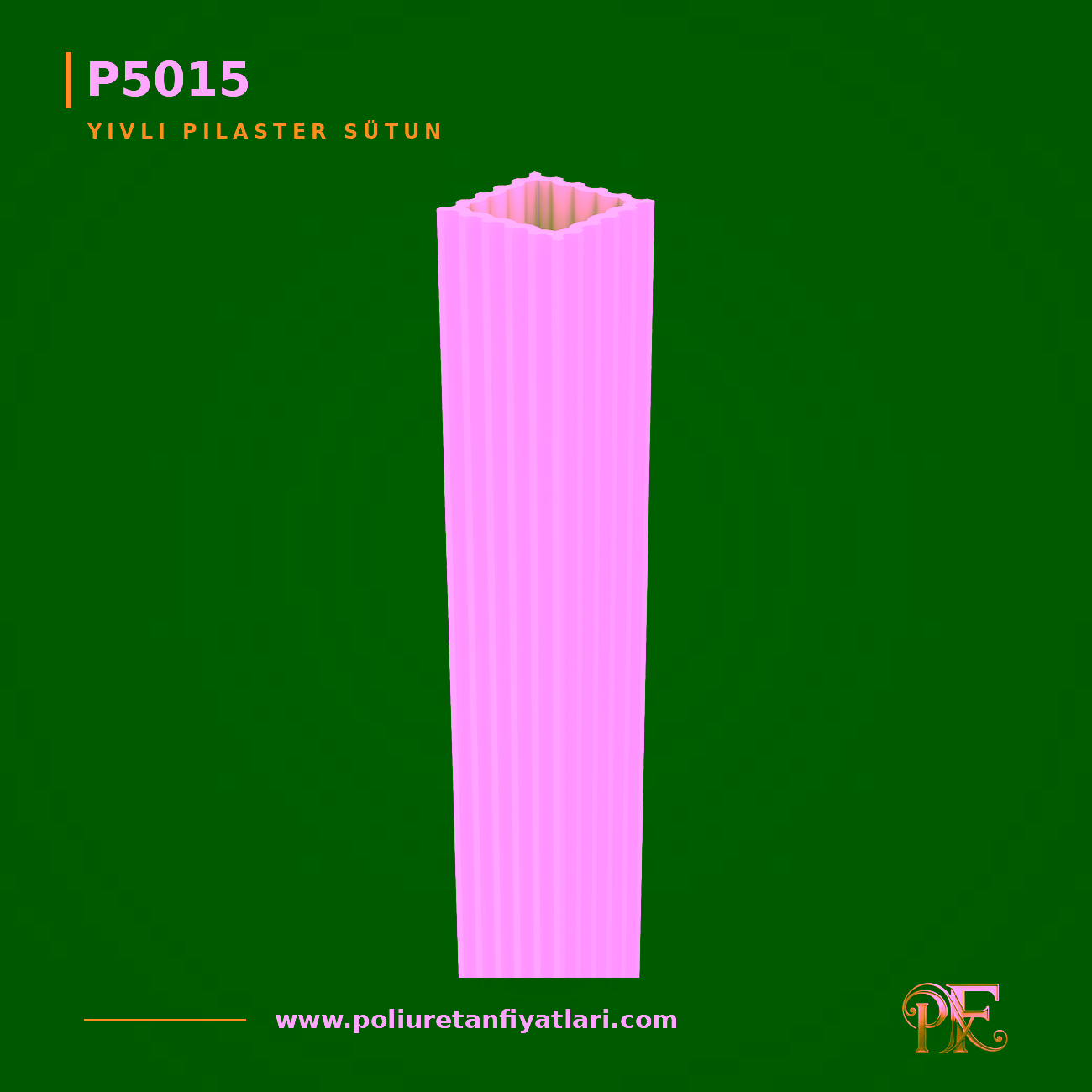 Yivli Poliüretan Pilaster Sütun 15x15x240 cm Duvar Dekoru