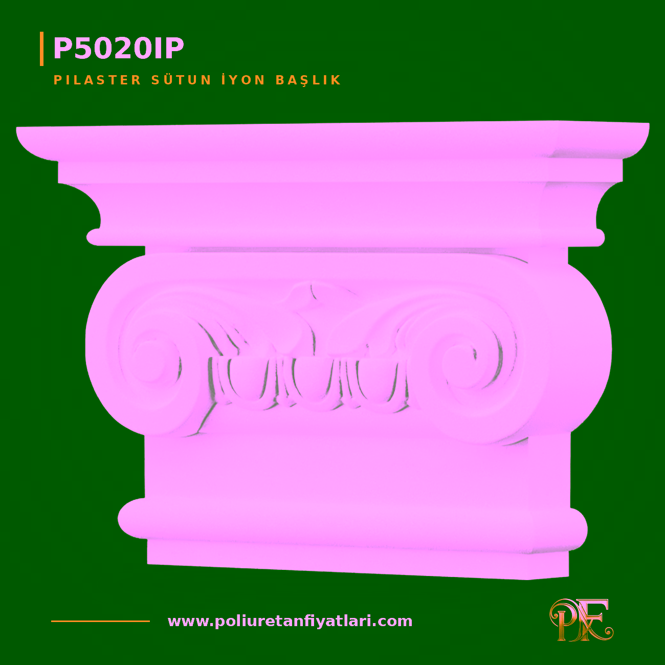 Poliüretan İyon Pilaster Sütun Başlığı 7x28x19 cm