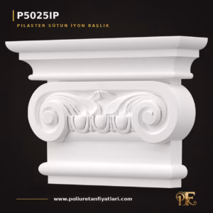 İyon Düzeni Poliüretan Pilaster Sütun Başlığı 8x35 cm
