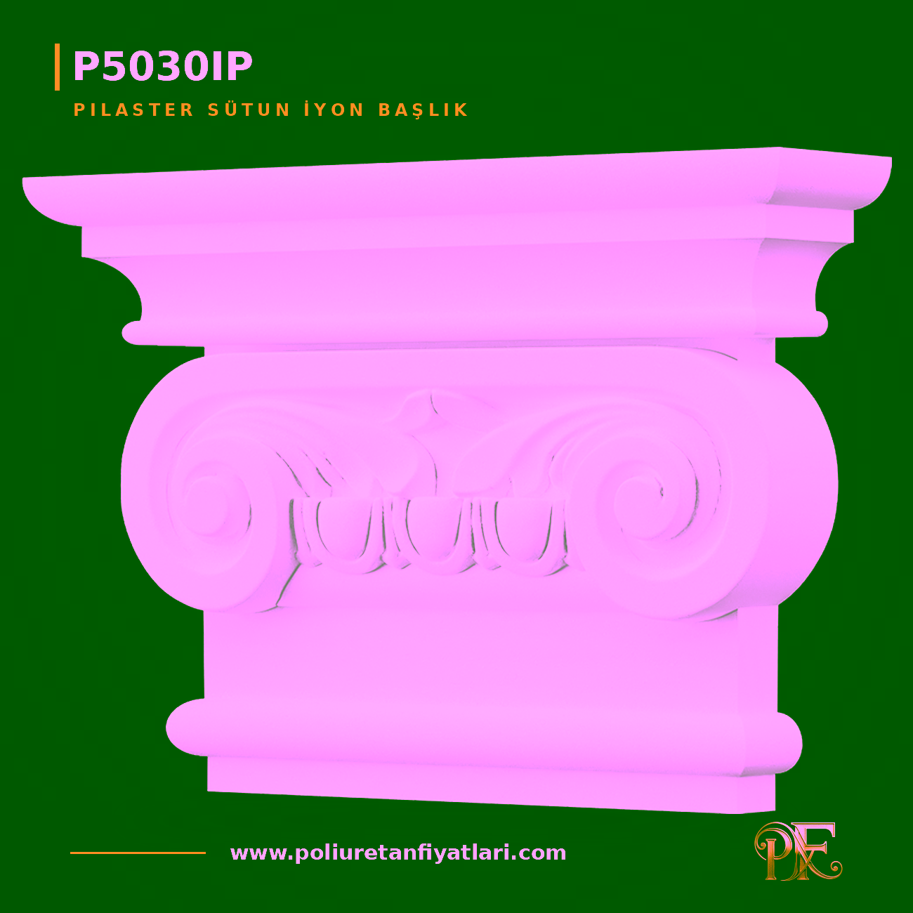 Poliüretan İyon Motifli Pilaster Sütun Başlığı 9×42 cm