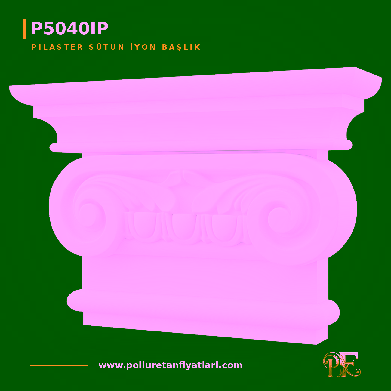 Poliüretan İyon Başlıklı Klasik Pilaster Sütun 15x60x41 cm