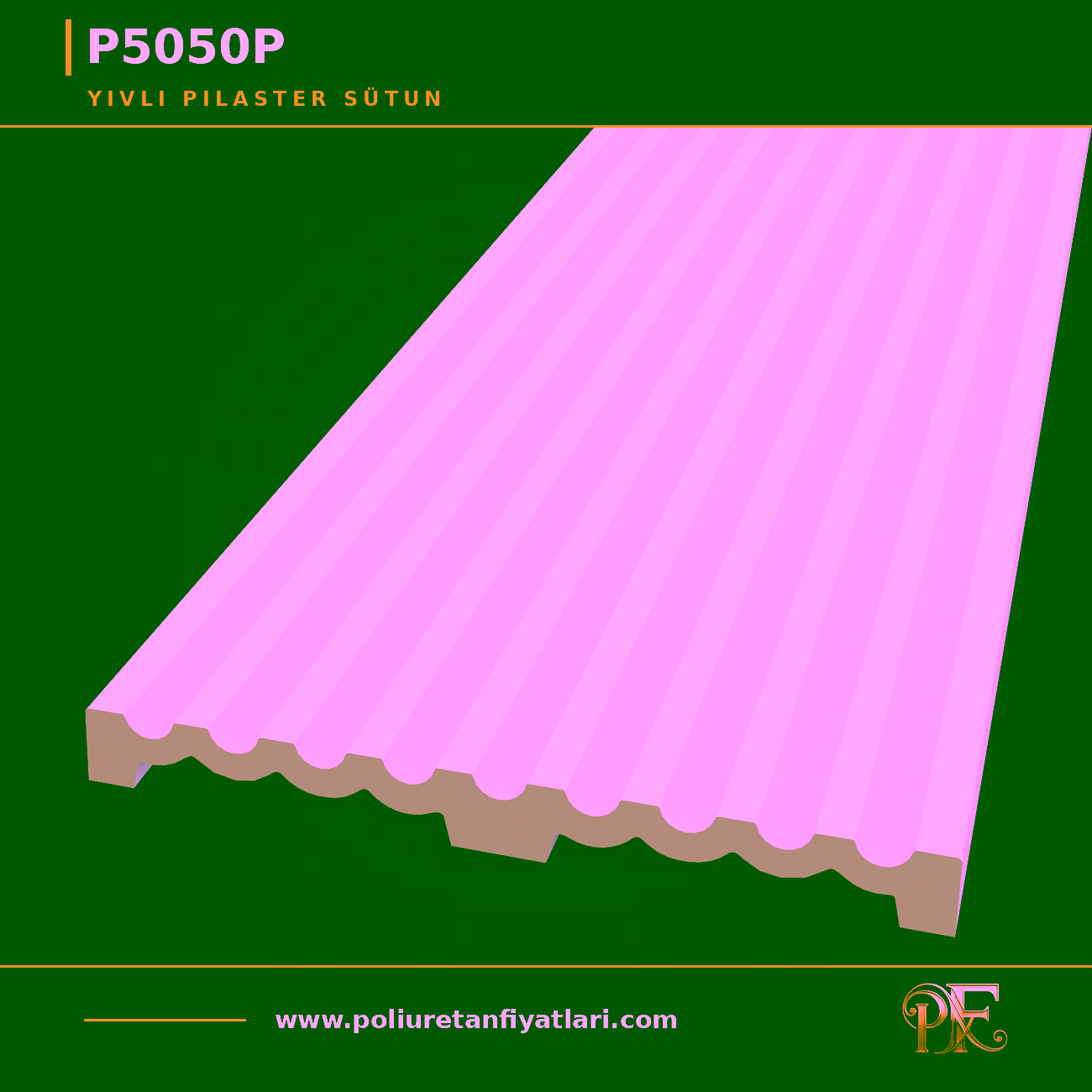 5x50x240 cm Yivli Poliüretan Pilaster Sütun Gövde Modeli
